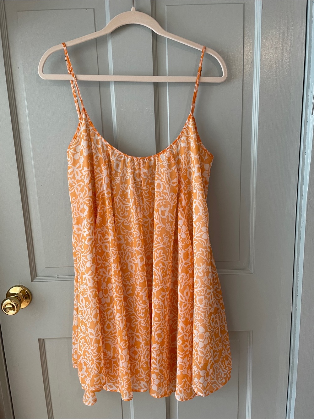 Show Me Your MuMu Orange and White Floral Spaghetti Strap Mini Dress M